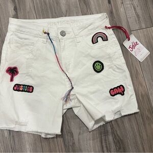 justice girl’s white jeans shorts nwt sz 16